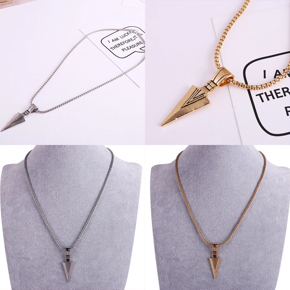 Крутое мужское модное ожерелье со стрелой подвеска кожаная из нержавеющей стали