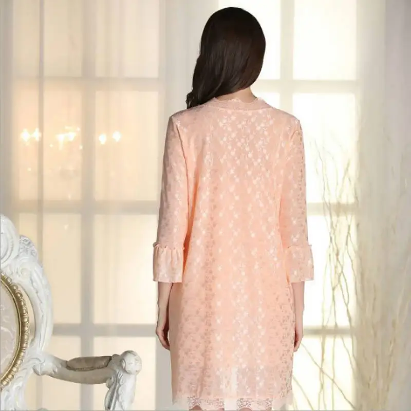 

Lace LadiesNighties Robe Gown Sets Bathrobe Dressing Gown Female Vestidos De Renda Lace Dresses Chemise Nuisette Femme Sexy Girl