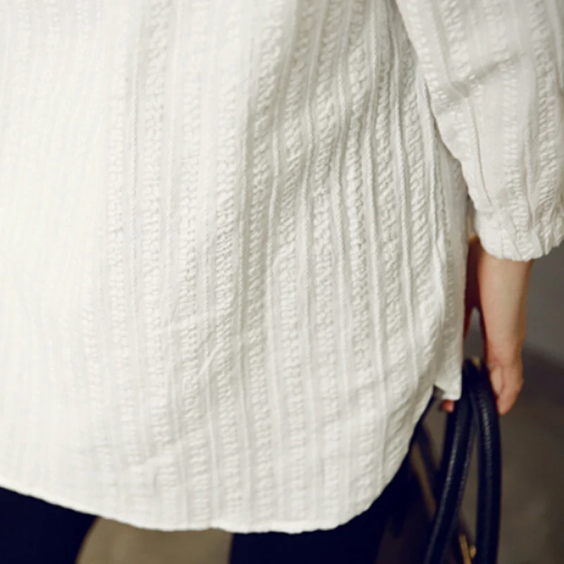 

2019 Maternity Clothing Spring And Autumn Stand Collar Long-Sleeve Pressure Pleated One-Piece Dress Maternity Basic Shirt Cotton