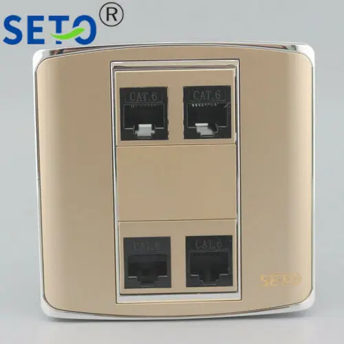 86 Тип четыре порта гигабитная сеть Lan RJ45 Cat6 Панель розетка Keystone Лицевая