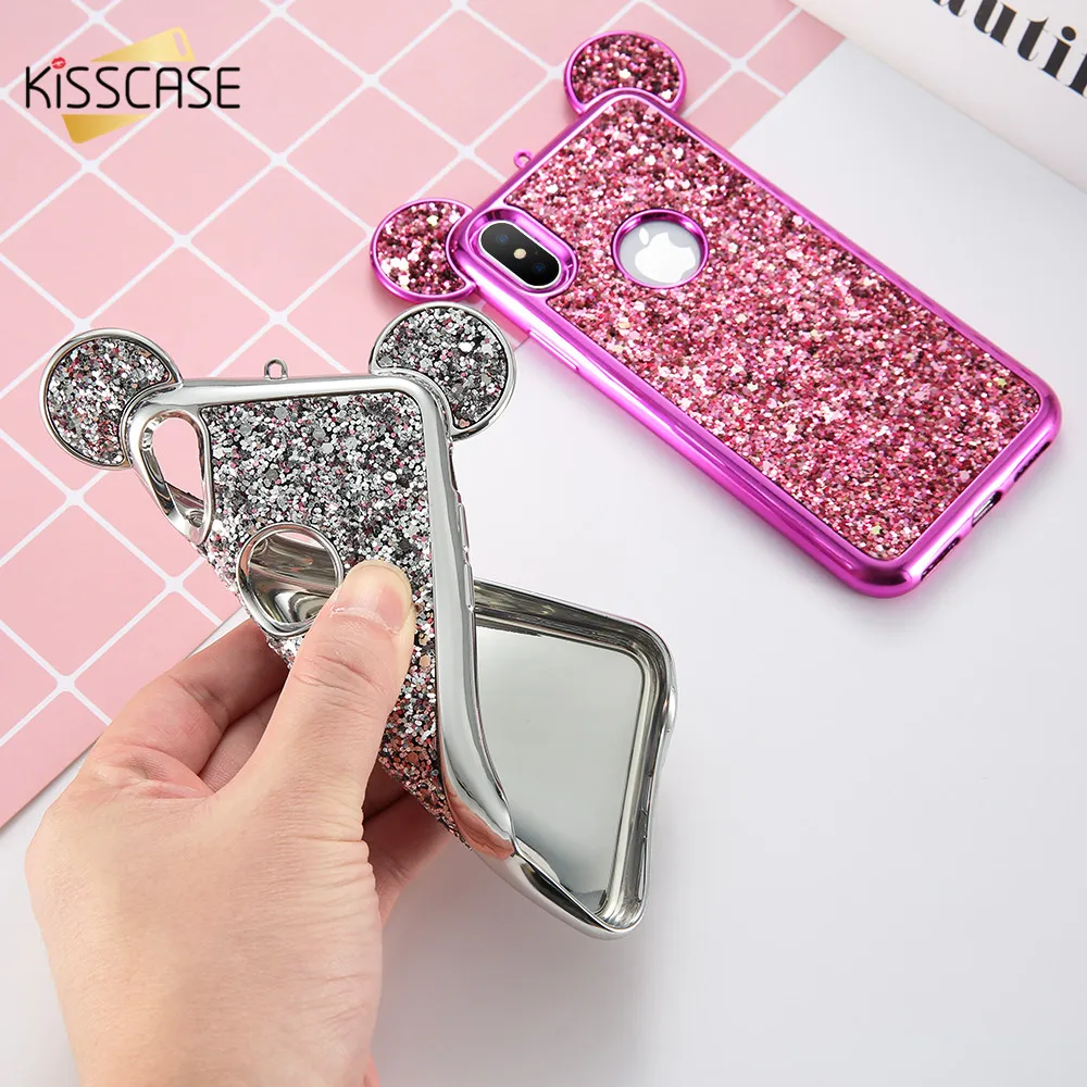 Чехол KISSCASE с блестящими пайетками для iPhone X 10 милый роскошный блестящий чехол
