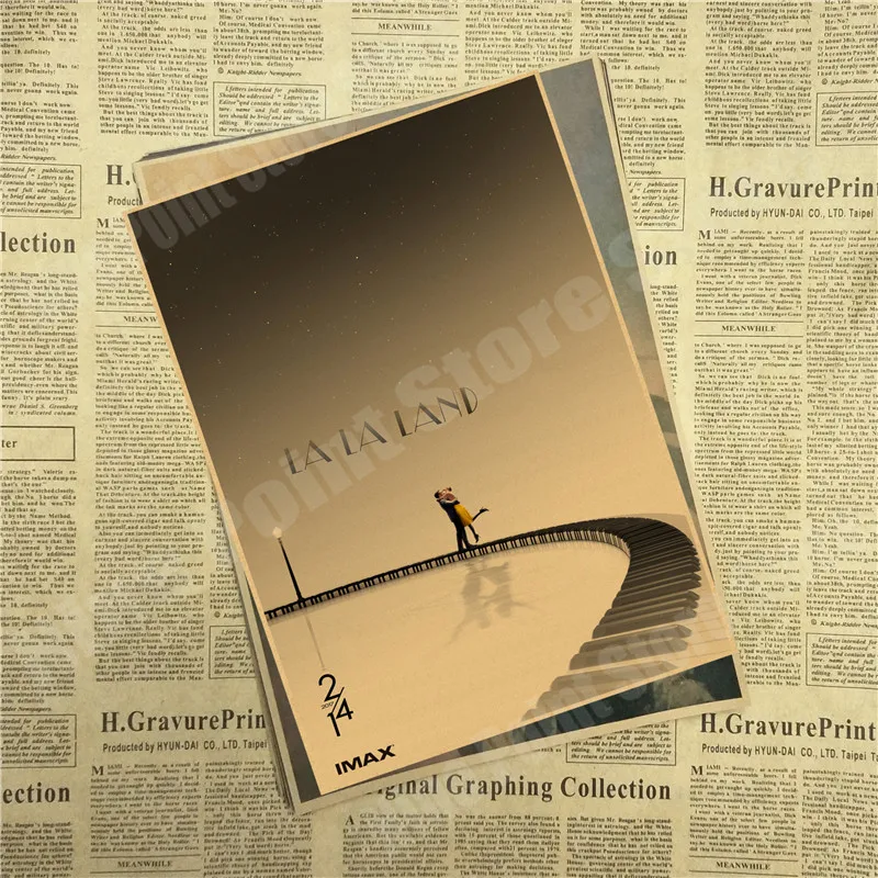 LA LAND фильм ретро крафт-бумага плакат ретро художественные изделия для стен Стикеры гостиной краски бар кафе - Цвет: Серый