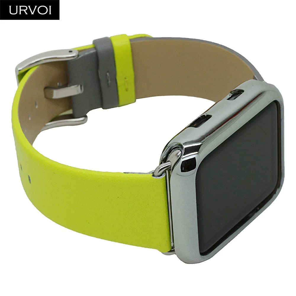 URVOI ремешок для apple watch series 5 4 3 2 1 двойной цвет ремешок из натуральной кожи для iwatch ремень современный модный крутой ремень