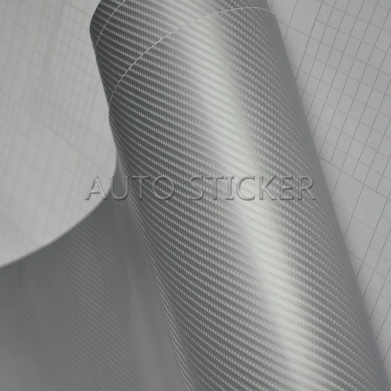 10/20/30/40/50X152 см Серебристая 4D виниловая пленка из углеродного волокна для