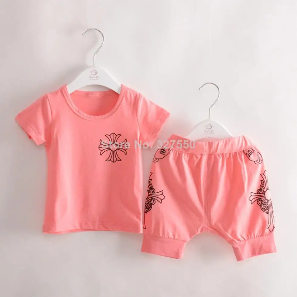 4 sets/lot 2014 Baby clothing set Summer Girl Clothing Sport Casual Cotton Clothes T-shirt + Shorts BDT-383 | Мать и ребенок