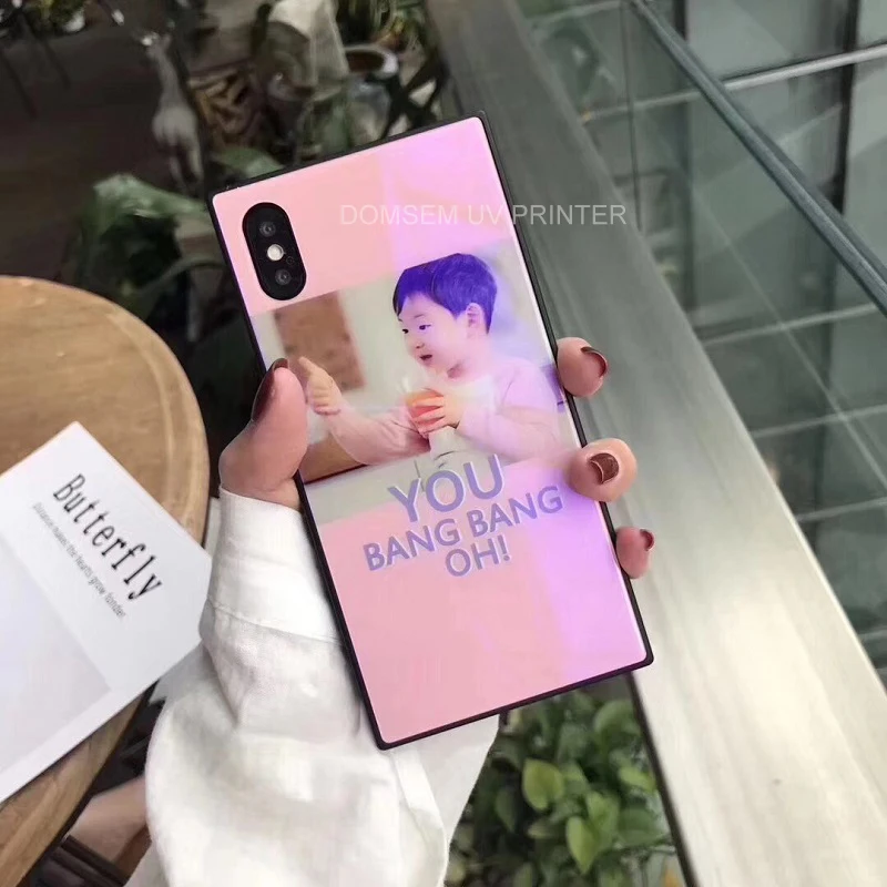 Индивидуальный DIY УФ-принтер для стеклянной задней крышки, чехол для iPhone X 10 6 6s 7 8 7 8plus XS TPU& закаленное стекло, задняя крышка, печать на заказ