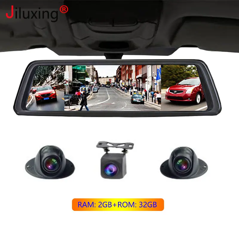 Зеркало видеорегистратор Jiluxing D12S 4 камеры 10 &quot 4G 1080P Android GPS навигация wi