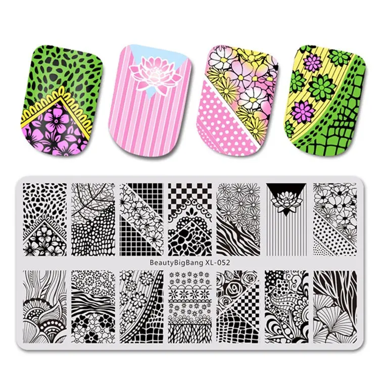 BeautyBigBang цветочный лист изображения ногтей шаблон штамповочных плит DIY Дизайн ногтей из нержавеющей стали инструмент для трафаретов