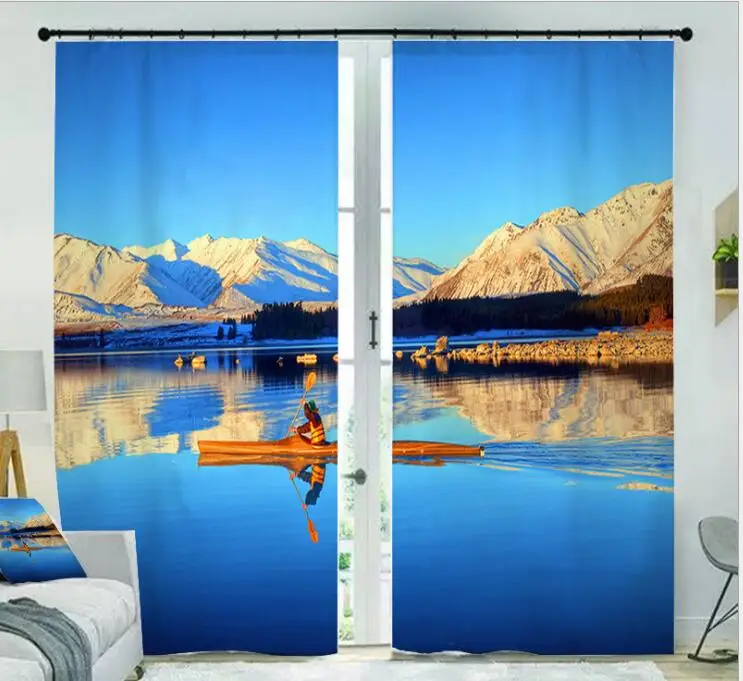 

Blue Maldives 3D Window Curtains Luxury Blackout living room office Bedroom Cortina Drapes Rideaux Customized size pillowcase