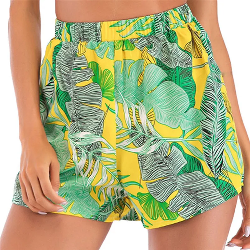 

Women 2 Two Pieces Sets 2019 Summer Fashion Halter Tube Top Leaf Print Wide Leg Shorts Ladies Beach Sexy Casual Sleeveles H28
