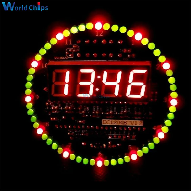 4 цифровых 60ds1302z DS1302 вращающиеся светодиодные часы будильник модуль температуры