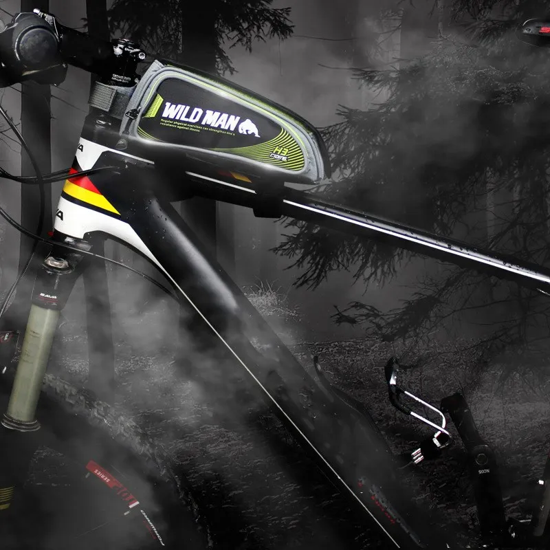 Велосипедные Сумки Сенсорный экран MTB для велосипедов, мотоциклов рамки отражающая сумка Велоспорт Топ Водонепроницаемая труба сумка чехол для телефона, Аксессуары для велосипеда - Цвет: Green