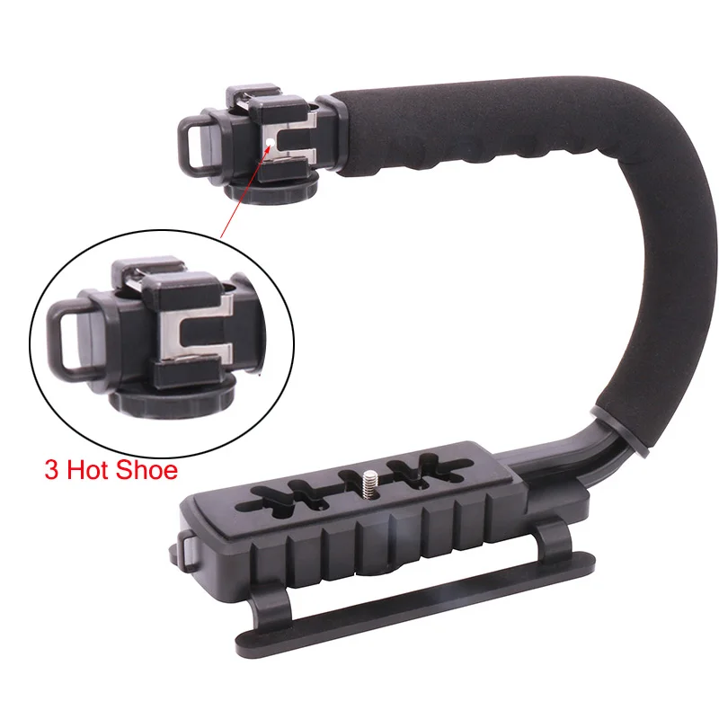 

New C Shape flash Bracket holder Video Handle Handheld Stabilizer Grip for DSLR SLR Camera Phone Gopro AEE Mini DV Camcorder