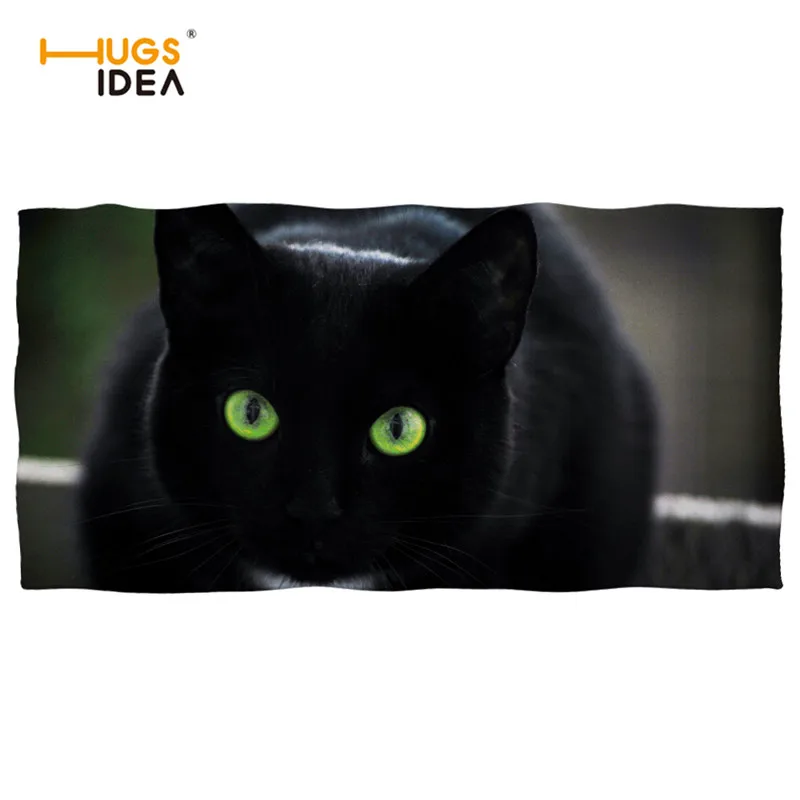 HUGSIDEA черная кошка 3D печатных полотенца с фигурками животных из микрофибры