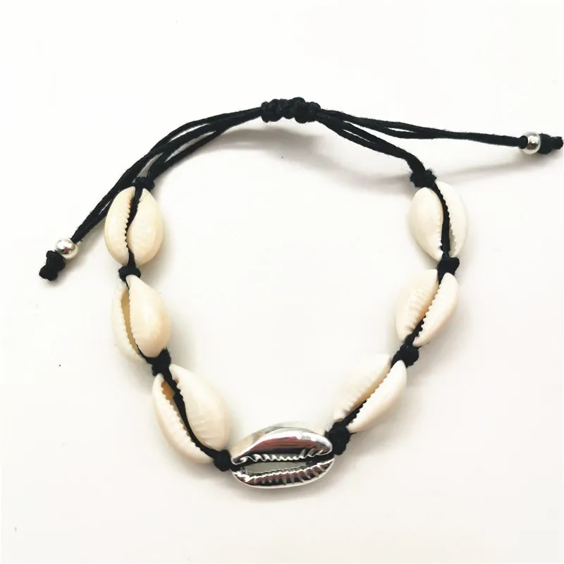 Богемский Золотой Серебряный цвет раковина Каури браслет для Женская веревочная цепочка браслет с бусинами женские модные пляжные украшения