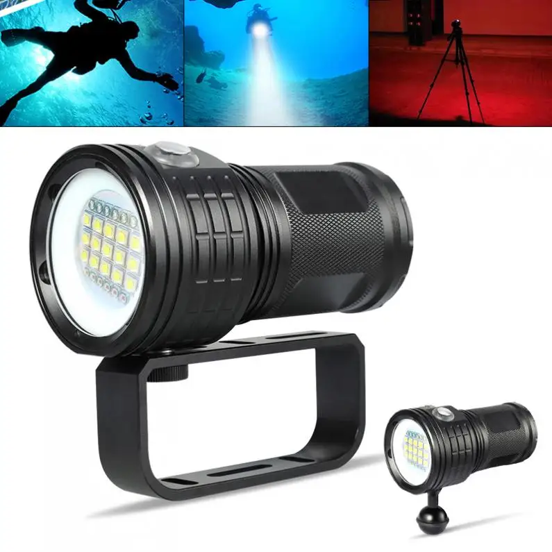 QX27 500W Fitteen 5050 White XML2 Six XPE Red R5 Six XPE Blue R5 LED Support Underwater 80m Flashlight for Photography / Diving