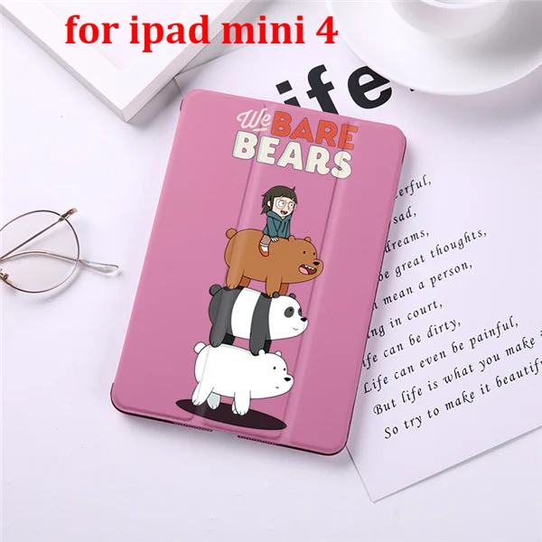 for Mini 4 Чехол-книжка с изображением медведей из мультфильма для iPad Mini 5, 4, 3, 2, 1, чехол для планшета Mini 1, 2, 3 из искусственной кожи, чехол с защитой от холода, с функцией автоматического сна - Цвет: for Mini 4