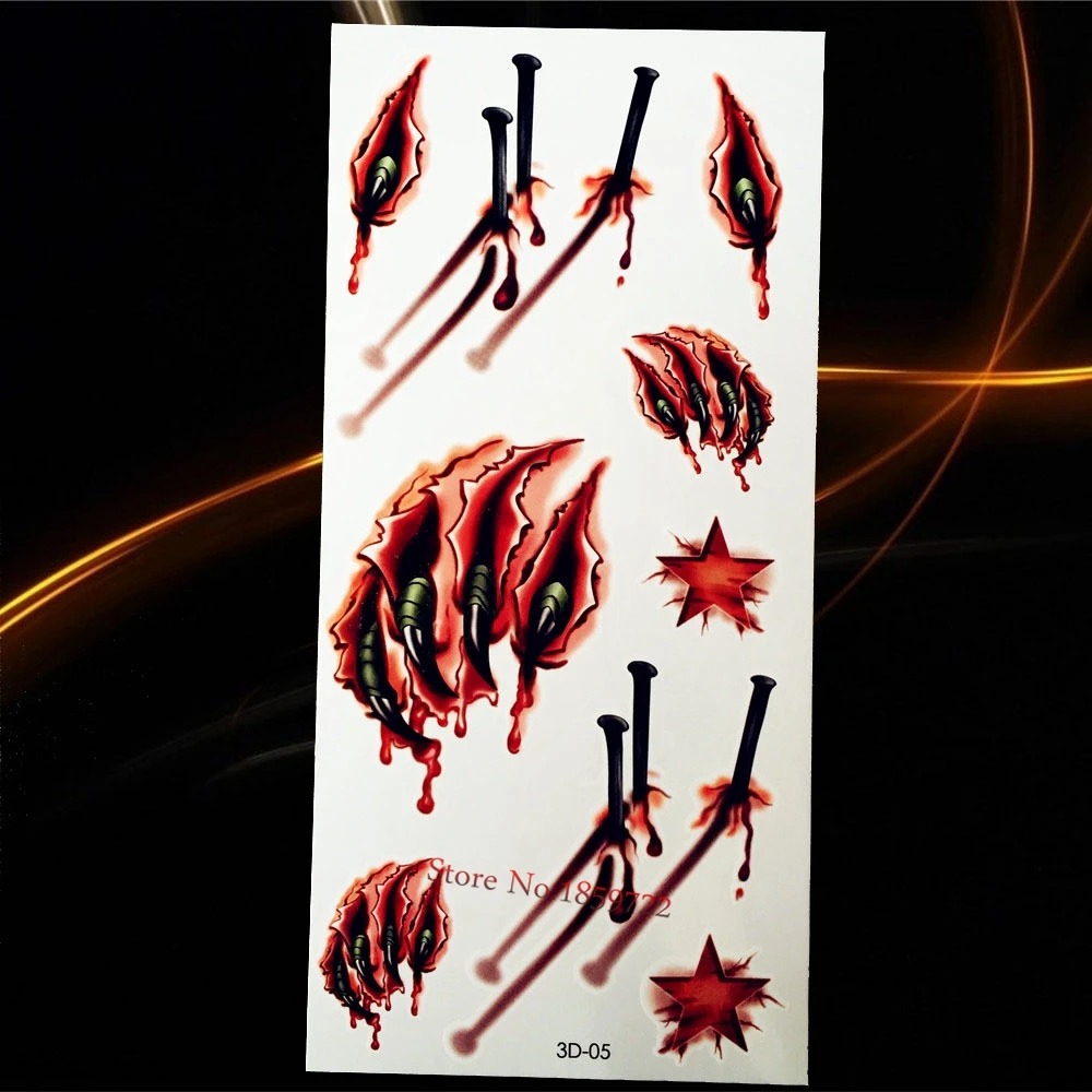 Злобный череп голова кости демон временная татуировка наклейка для мужчин и