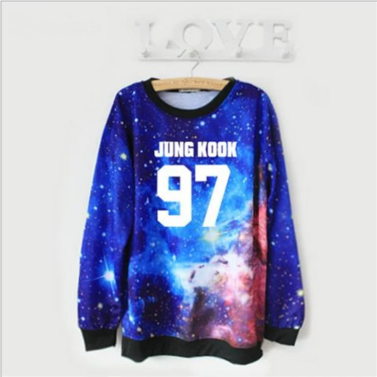 Осенние женские толстовки kpop jin SUGA galaxy с принтом в Корейском стиле стильные
