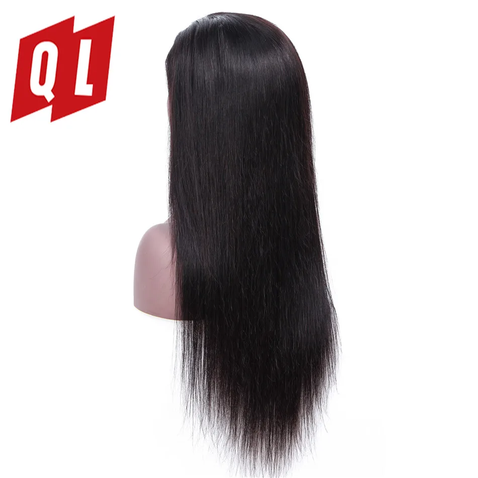 QLOVE парики 4 на малазийские прямая шнуровка человеческих волос не Реми