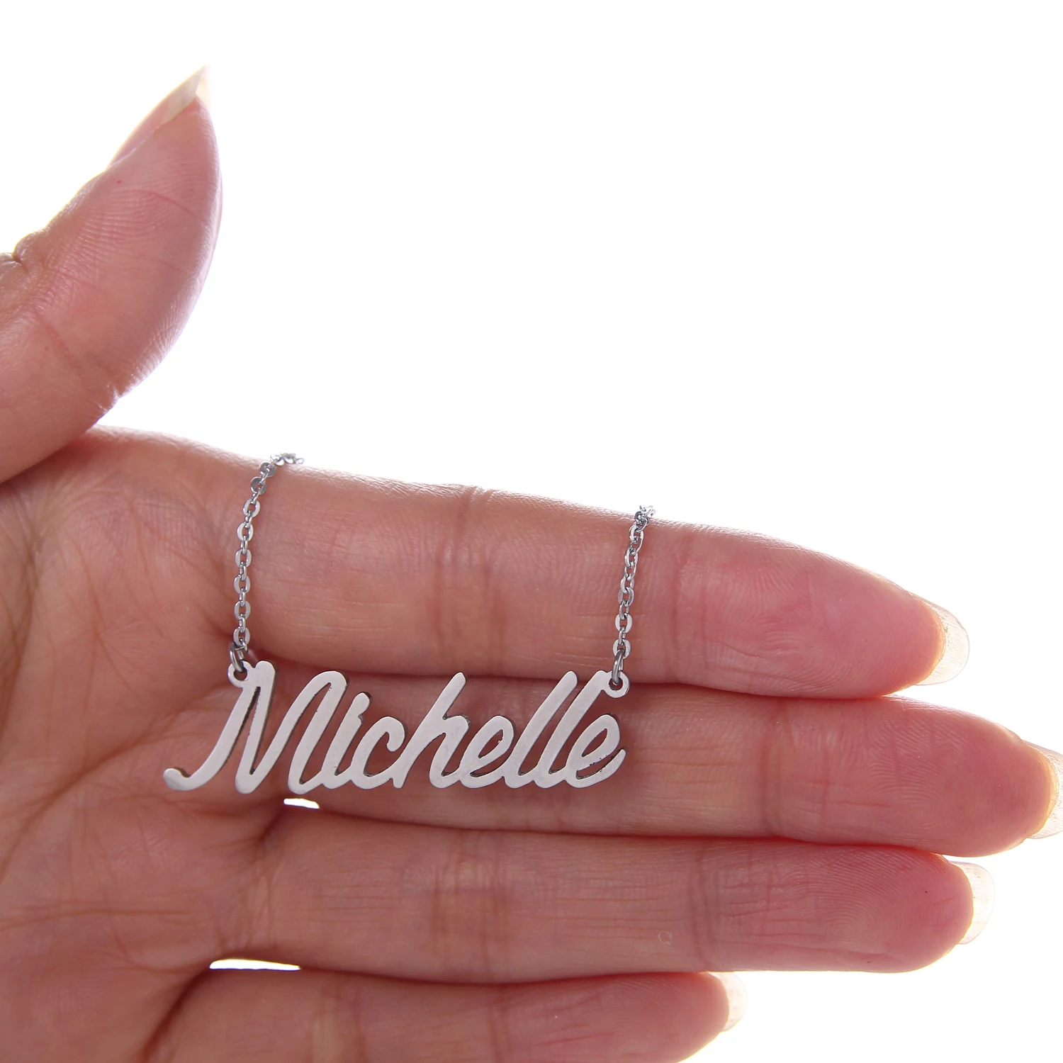 Модное ожерелье из нержавеющей стали браслет набор &quotMichelle&quot надпись золото