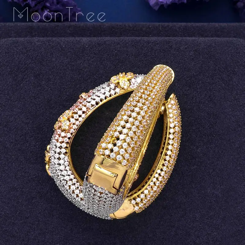 Серьги MoonTree роскошные медные серьги с цветами в три тона кубическим цирконием Max