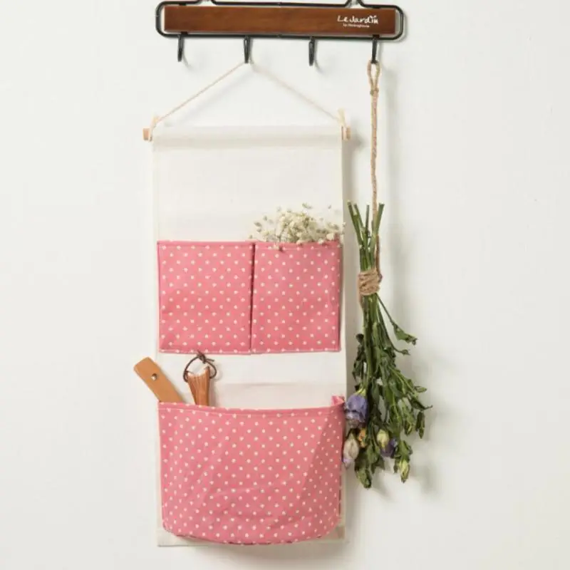 

Настенный органайзер для хранения, 2 кармана, из хлопка и льна