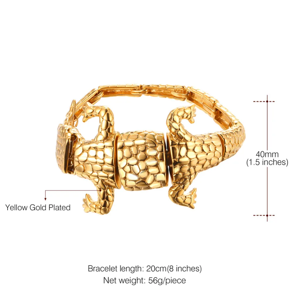 

Kpop Bracelet Stainless Steel Hip Pop Cool Lizard Bangle For Unisex Gold/Black Color Charm Animals Jewelry Bracelets Gift H2701