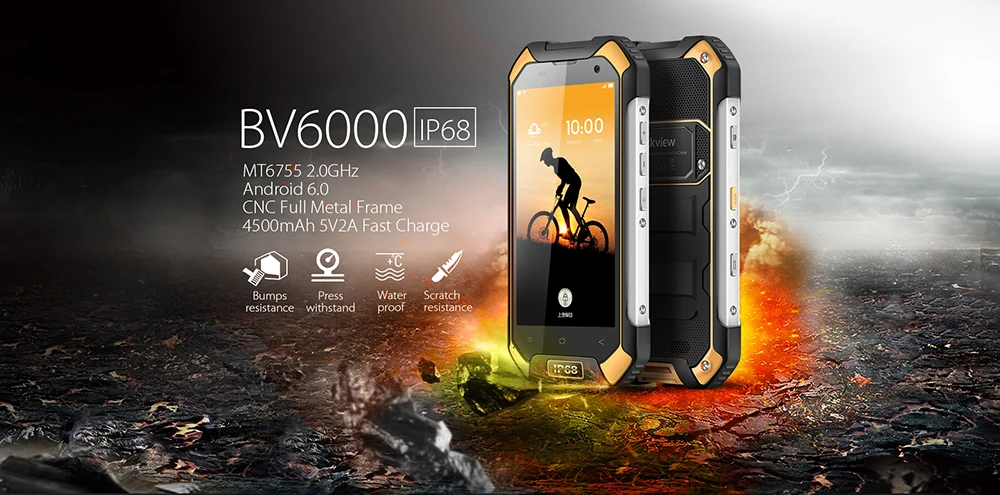 Blackview BV6000 4,7 дюймов IP68 водонепроницаемый мобильный телефон 4200 мАч Android 7,0 MTK6755 Восьмиядерный 3G ram 32G rom смартфон