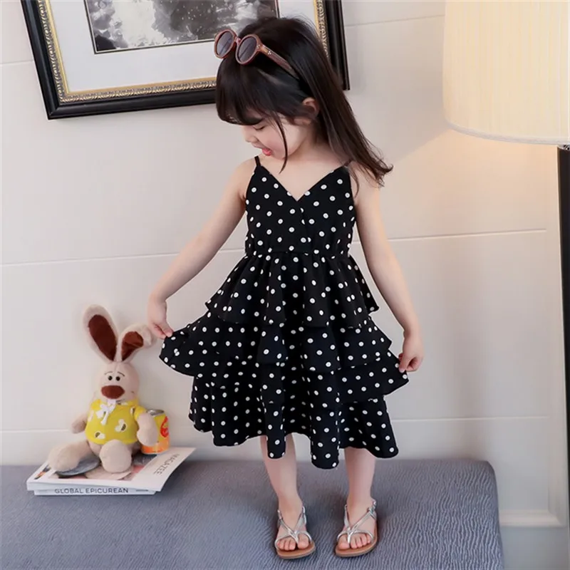 Raisevern New Summer Teen Girls Clothing Outfits Cotton Short Dot Dress Set Casual School Children Clothes Kids | Детская одежда и