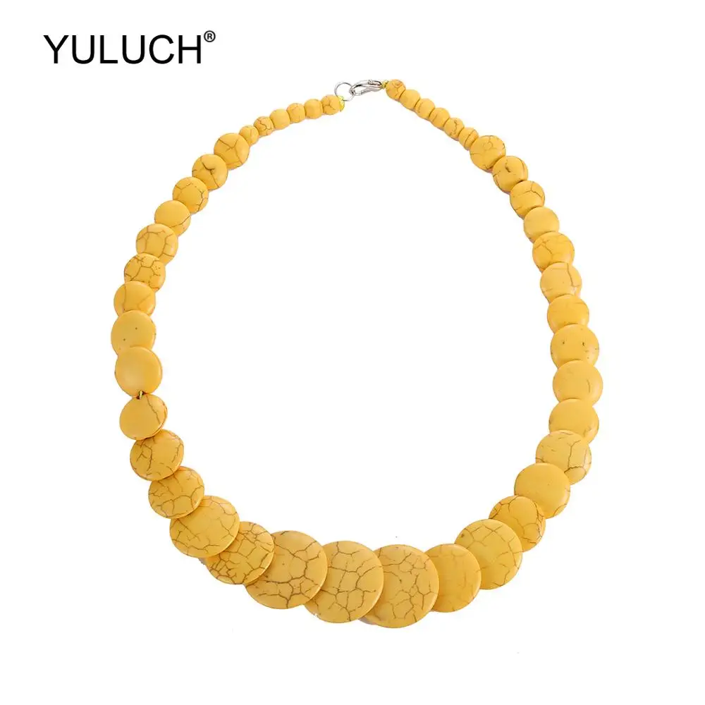 

YULUCH 2019 Ethnic African Bohemian Stone Necklace Choker Set Yellow Pink Chocker Collier Femme Collar Fashion Jewelry For Party