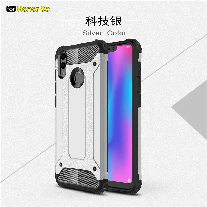 

Case Huawei Honor 8C Cover WolfRule Anti-knock Soft Silicone + Hard Plastic Back Case For Huawei Honor 8C Fundas Honor 8C 6.26"
