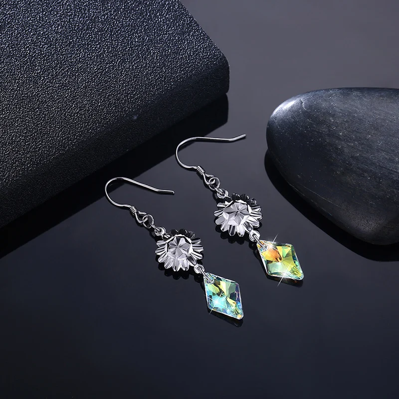 LEKANI оригинальные кристаллы от SWAROVSKI красочные бусы висячие серьги S925 Серебряные