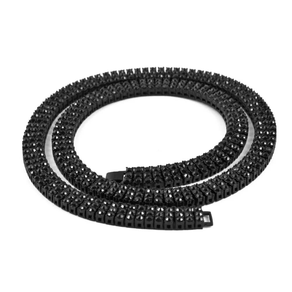 

TBTK Gold Cool Necklace Hiphop Style Punk Man Paved 3Row Crystal Sparkling Rhinestone Fashion Necklace Geometric Jewelry Costume