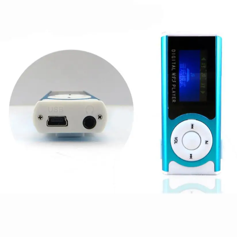 Мини MP3 плеер с ЖК экраном мини USB зажим наушниками и кабелем питания поддержка