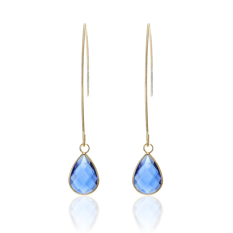 8 сезонов новинка трендовые серьги со стразами в форме капли желтые синие белые