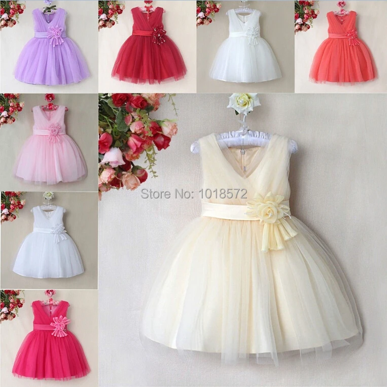 

2017 Brand New Flower Girl Dresses V Neck Party Pageant Communion Dress for Little Girl Kids/Children Princess Dress for Wedding