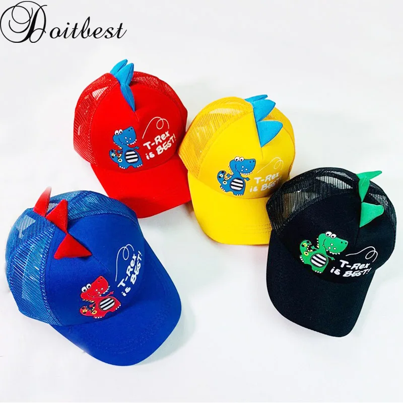 

Doitbest 2-8 Y Summer Children Baseball Cap Boys Girls Dinosaur style Snapback adjustable mesh Kids Hip Hop Hat Sun cap