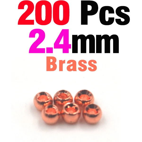 200 2dot4 Brass MNFT 200 шт., латунные бусины с большим глазом для ловли нахлыстом, Нимфа, Скад, глаза живота, материалы для ловли нахлыстом - Цвет: 200 2dot4 Brass