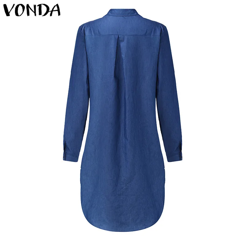 VONDA Одежда для беременных женское сексуальное платье до середины икры повседневное свободное с отворотом длинный рукав негабаритных беременных асимметричное платье