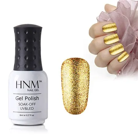HNM Bling 8 мл УФ-гель для ногтей Блеск Платиновый замачиваемый Гель-лак краска Гель-лак праймер Полупостоянный лак - Цвет: 58007