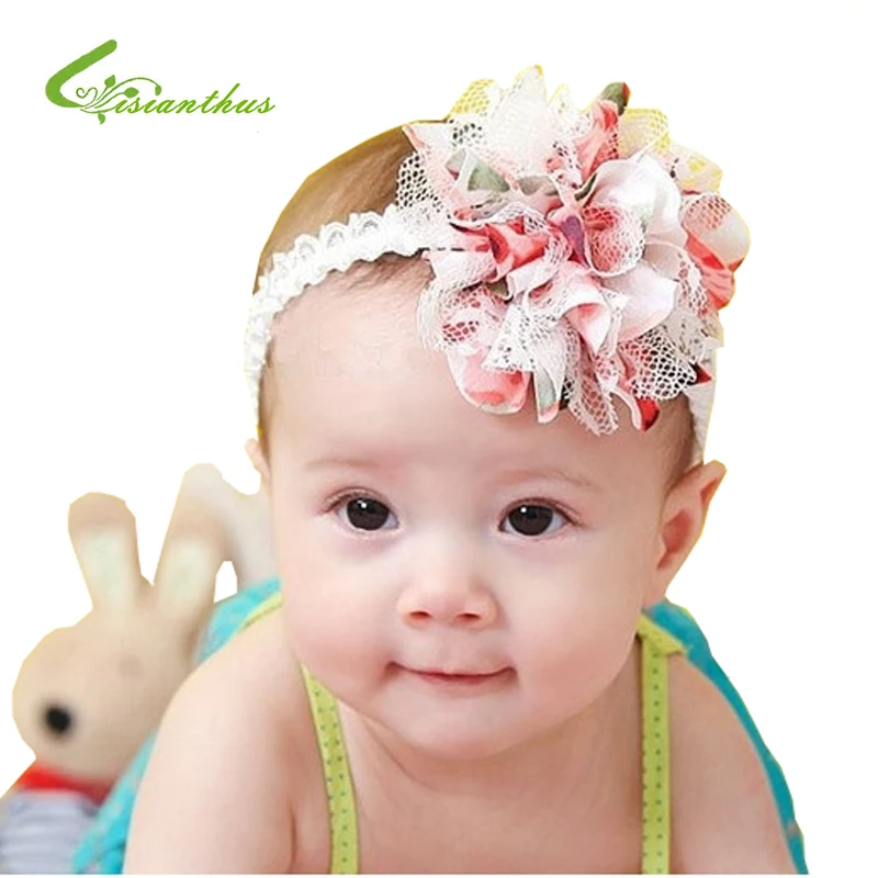 Free Shipping Baby Chiffon Flower Headband Girls Lace Infant Knitting Hair Weave Accessories Gift TPF0005 | Детская одежда и обувь
