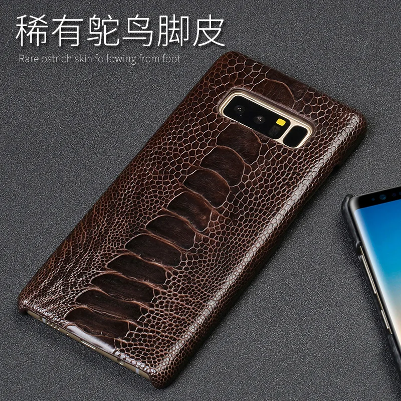 Натуральный страусовый кожи защитный чехол из натуральной кожи для samsung Galaxy S10 s9 s8 s7 для a70 a50 a40 a30 a8 a7 note 8, 9 S10 E S10 Plus S8 Plus S7 Edge S9 Plus Note 10 9 8 Note 10 Plus A10 A20 A40 A60 J6