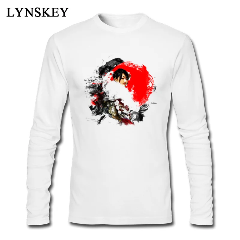 

Japanese Sexy Geisha Men's T Shirt 2017 Portugal Hipster Round Neck Long Sleeve Slim Tops Shirts