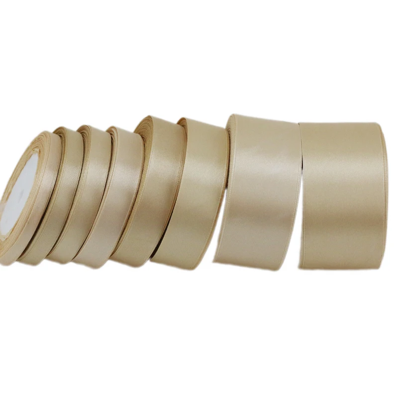 25 ярдов/рулон атласная лента цвета шампанского|Ленты для шитья| |