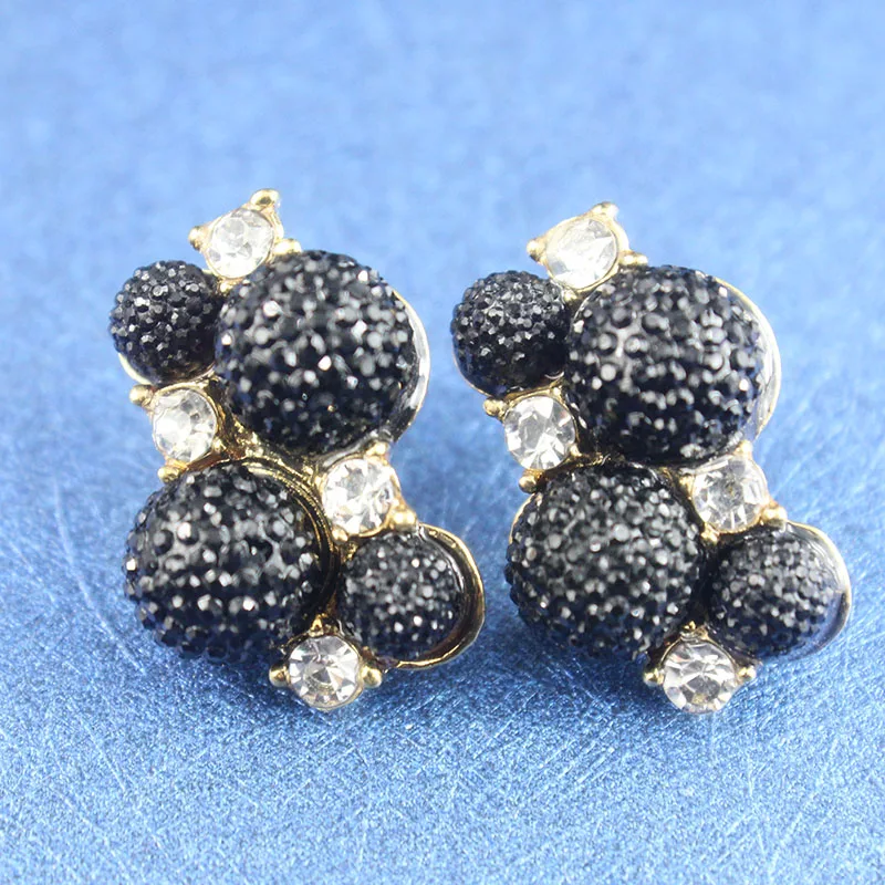 Женский ювелирный комплект колье и серьги золотого цвета с круглыми черными