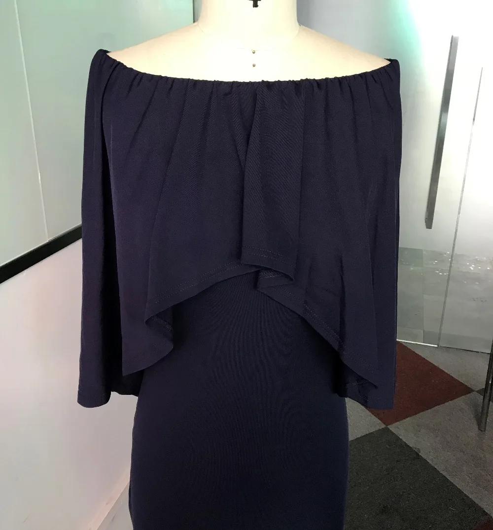 Женское облегающее платье с рукавом летучая мышь повседневное темно-синее