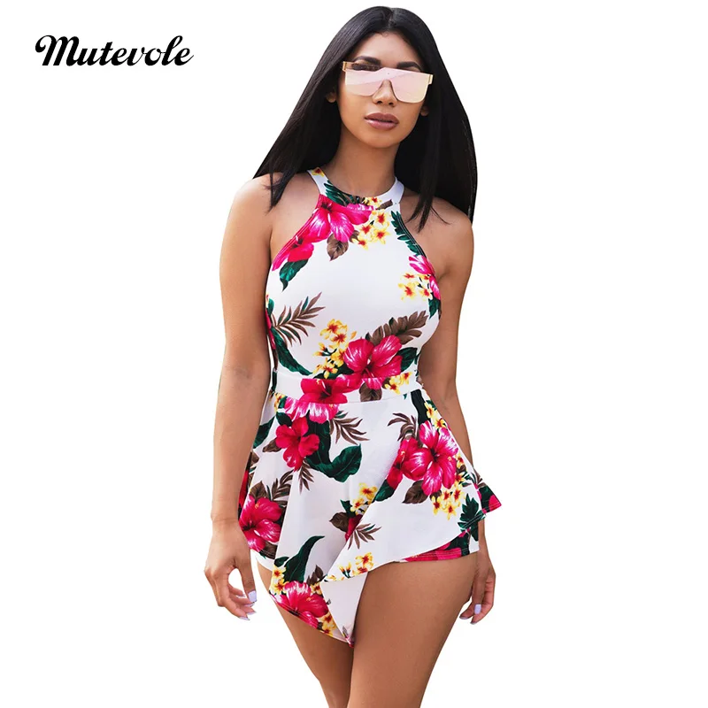 Mutevole Summer Floral Print Playsuits Romper Women Casual Sleeveless Short Jumpsuit Bodysuit Boho Bodycon Sexy Beach Женская одежда