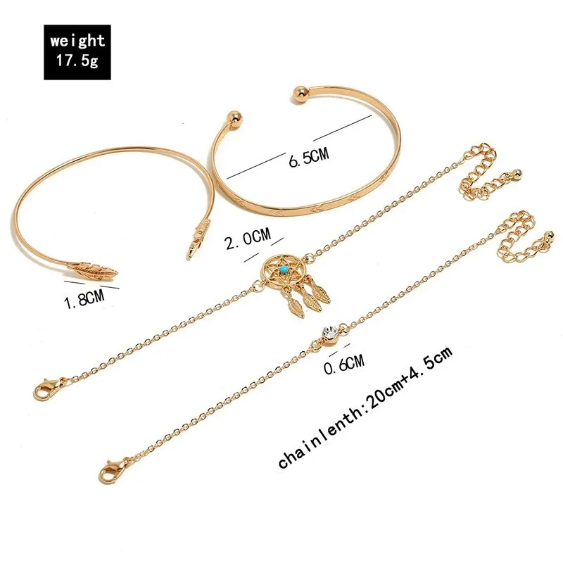 Многослойные браслеты и в стиле бохо с перьями богемный винтажный Шарм-браслет