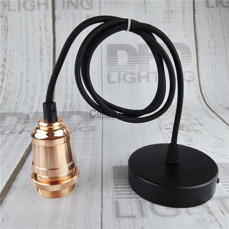 

Rose gold copper color aluminum ceramic socket DIY pendant light fixture E27 with ceiling mount 1.1meter wire cord AC110V/220V